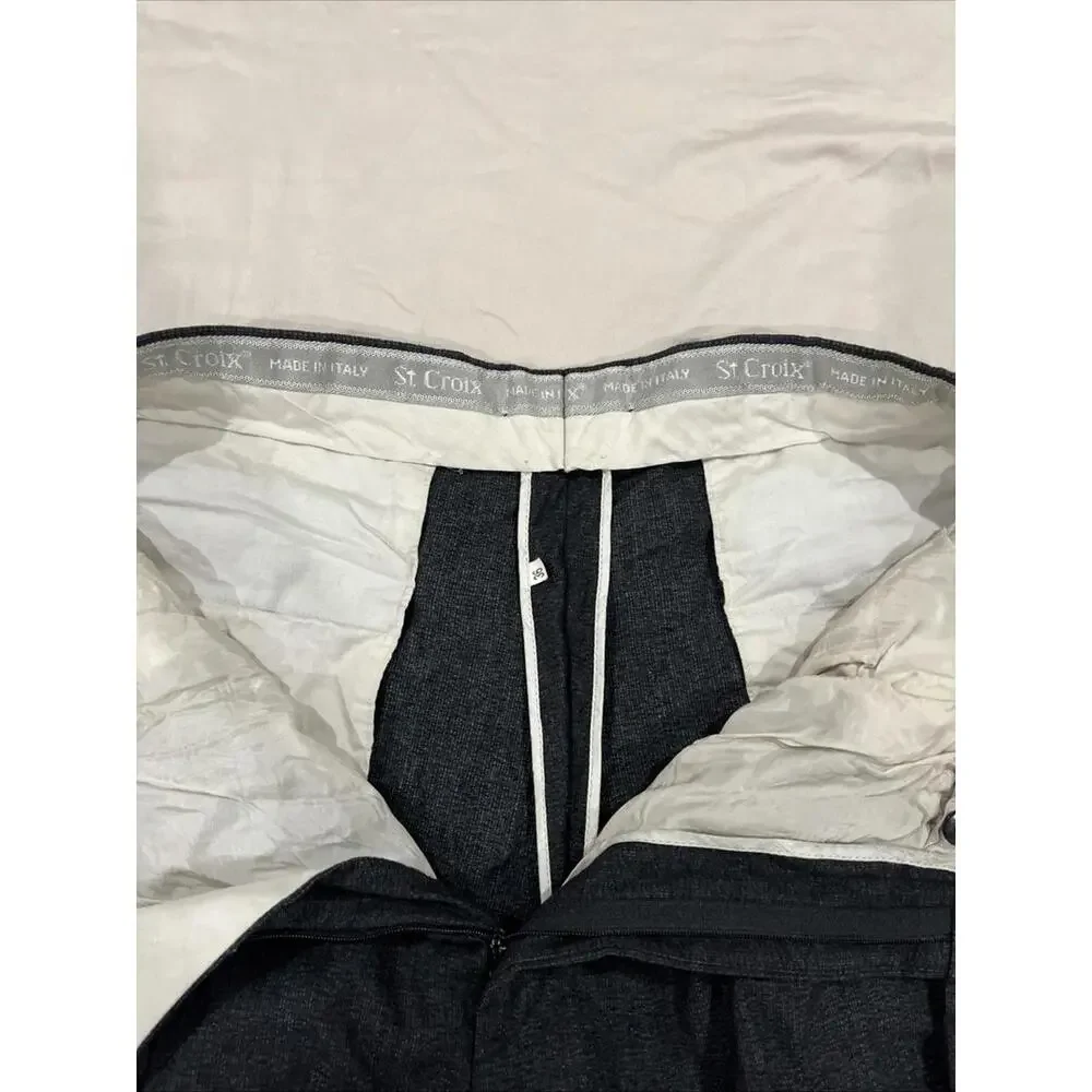 GORGEOUS SAINT CROIX MENS DRESS PANTS 36x27 CHARCOAL 100% WOOL MADE IN ITALY VGC